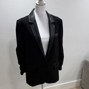 Black Women’s Blazer with Vegan Leather Lapel